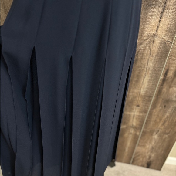 Talbots Vintage Pleated Maxi Dress Faux Buttons Navy Women's Size 12 - Picture 11 of 13